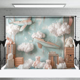 Aperturee - Aperturee Trip Begins Plane Teddy Clound Cake Smash Backdrop